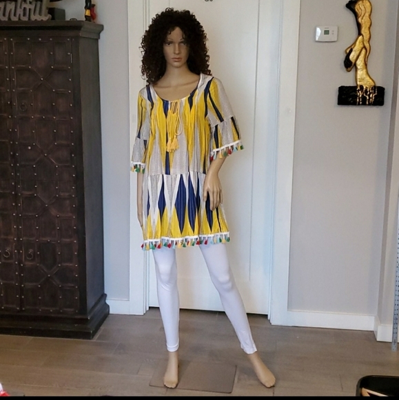 Tops - 🌺HP🌺Colorful Print Tasseled Tunic/Dress